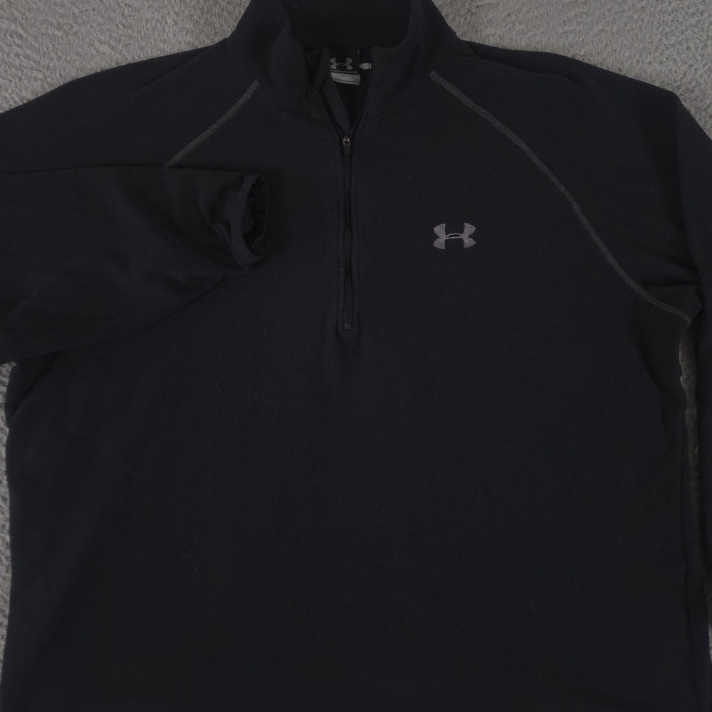 VINTAGE Under Armour Pullover Mens‎ Large Black 1/4 Zip Fleece Mock Neck Y2K 00s